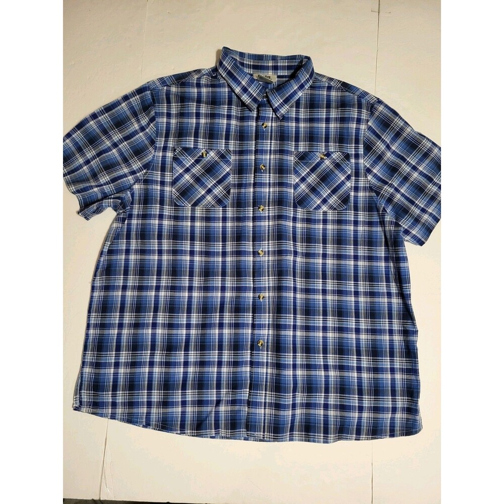 (#7) King Size Short Sleeve Button Down Size Men's 2XL Blue Plaid